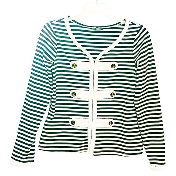 Katherine New York Blazer Black White Stripe Anchor Nautical Cord/Braid/Trim S - Picture 1 of 13